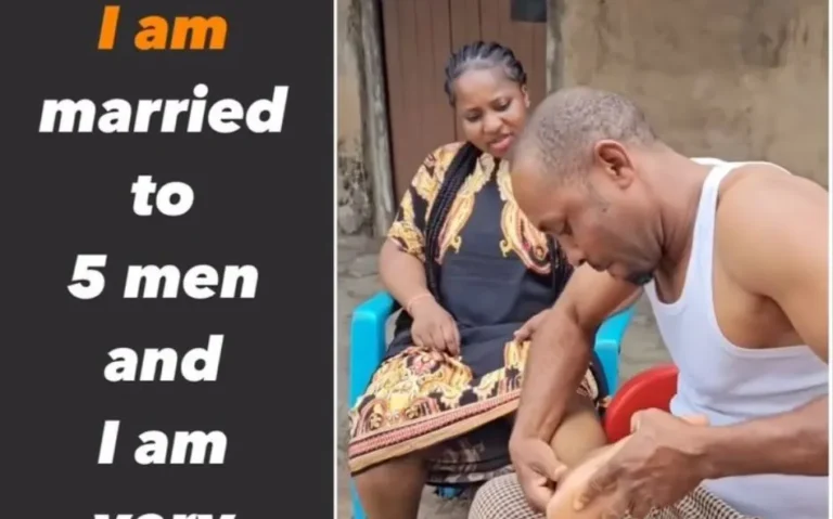 Meet Nigerian lady Susan who married 5 husbands and they live happily together