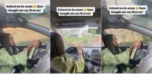 Female corper saves NYSC allowance to buy first car.