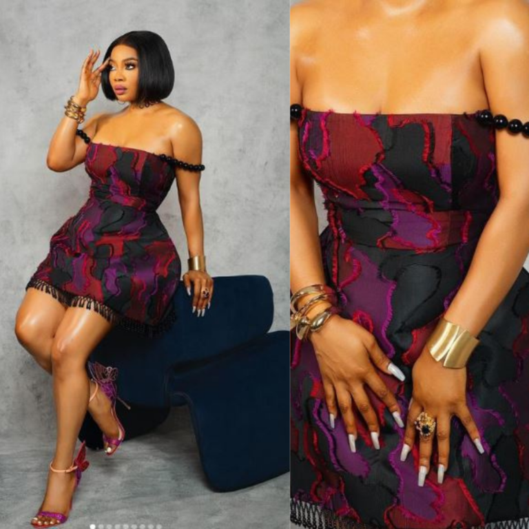 Toke Makinwa Stuns in Chic Off-Shoulder Dress on ‘The Buzz’