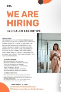 Job Opening: we are hiring B2C Sales Executive