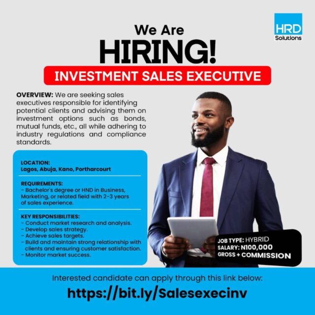 We Are HIRING! INVESTMENT SALES EXECUTIVE