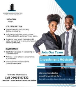 Join our team Investment Advisor