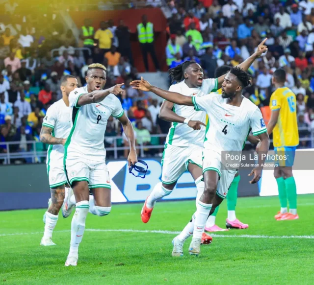 Victor Osimhen, Super Eagles of Nigeria, Celebrating his Goal against Rwanda. (PC: @poojamedia)