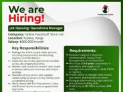 We are Hiring! Job Opening: Operations Manager