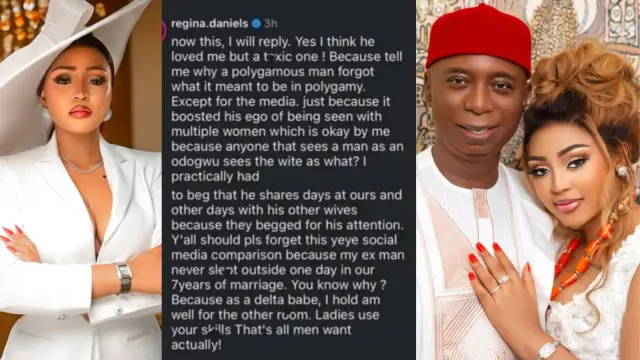 Regina Daniels on Ned Nwoko: The Truth About Their ‘Toxic Polygamy’ and Why He Never Slept Out