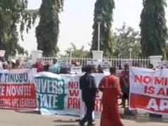 Tension Erupts as Protest Hits APC Headquarters, Tinubu Urged to Sack Wike Wike