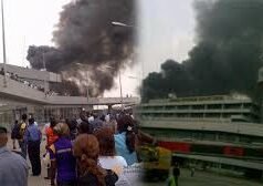 BREAKING: Panic as Lagos international airport terminal gutted by flames (Video) Lagos international airport