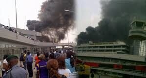 BREAKING: Panic as Lagos international airport terminal gutted by flames (Video) Lagos international airport