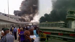 BREAKING: Panic as Lagos international airport terminal gutted by flames (Video) Lagos international airport