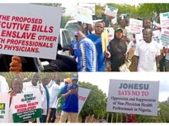 JUST IN: Health Workers Protest In Abuja Against Regulatory Bill health workers