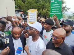 BREAKING: ADC Opposition Leaders, Protesters storm INEC office in Abuja (VIDEO) ADC