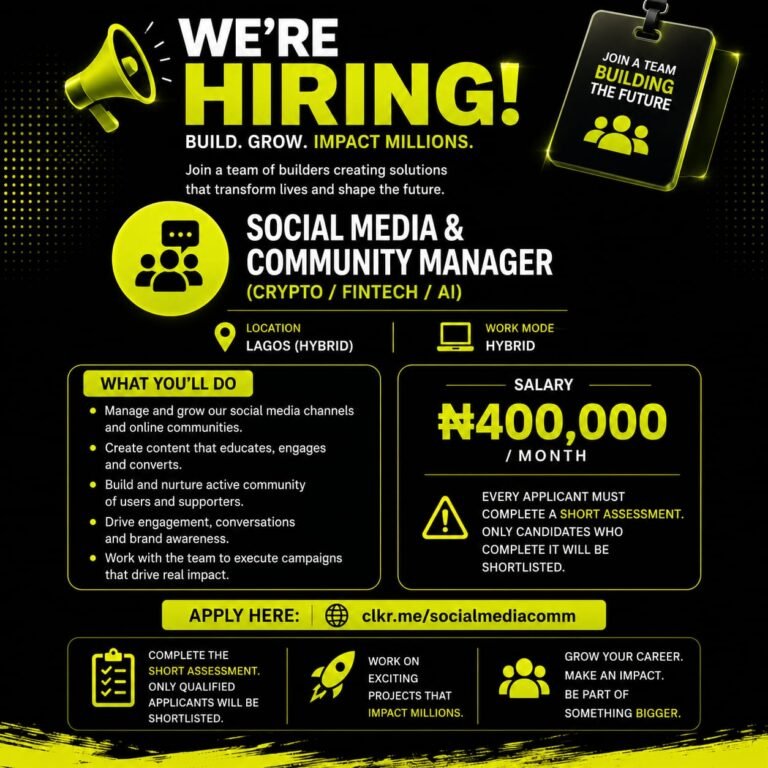 We're Hiring Social Media & Community Manager (Crypto / Fintech / Ai)