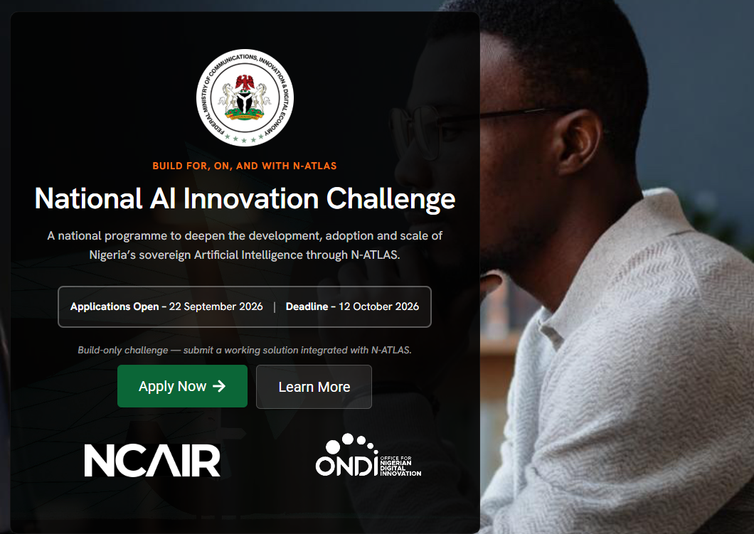 NITDA National AI Innovation Challenge 2026 Opens Applications for Nigerian AI Builders